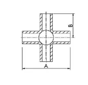 Weld 5-Way Equal Crosses Dimension