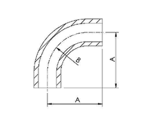 Weld 90 Degree Elbows With Tangents Dimension